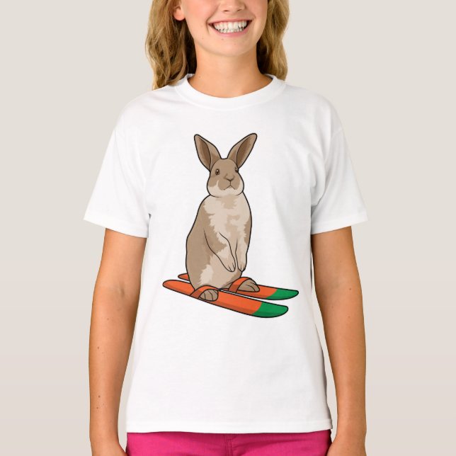 Rabbit as Skier with Ski T-Shirt (Front)