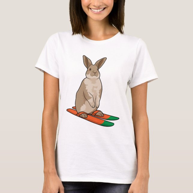 Rabbit as Skier with Ski T-Shirt (Front)
