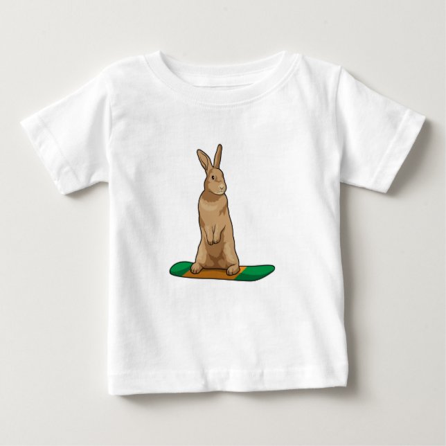 Rabbit as Snowboarder with Snowboard Baby T-Shirt (Front)