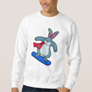 Rabbit as Snowboarder with Snowboard & Scarf Sweatshirt