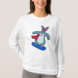 Rabbit as Snowboarder with Snowboard & Scarf T-Shirt