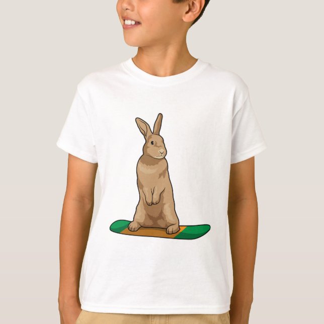 Rabbit as Snowboarder with Snowboard T-Shirt (Front)