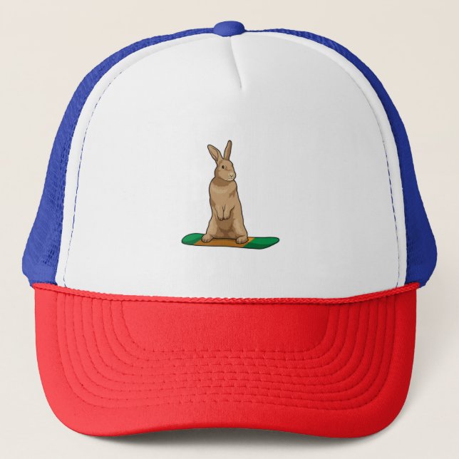 Rabbit as Snowboarder with Snowboard Trucker Hat (Front)