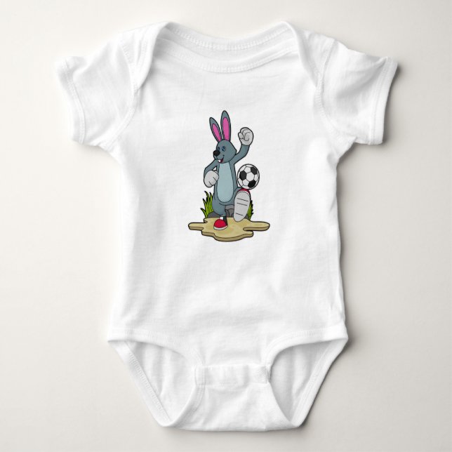 Rabbit as Soccer player with Soccer Baby Bodysuit (Front)
