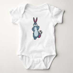 Rabbit as Soccer player with Soccer ball Baby Bodysuit