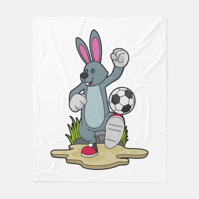 Rabbit as Soccer player with Soccer Fleece Blanket (Front)