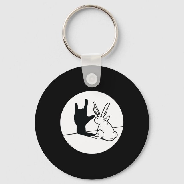 Rabbit Asl Hand Gesture Deaf Hearing Loss Awarenes Key Ring (Front)