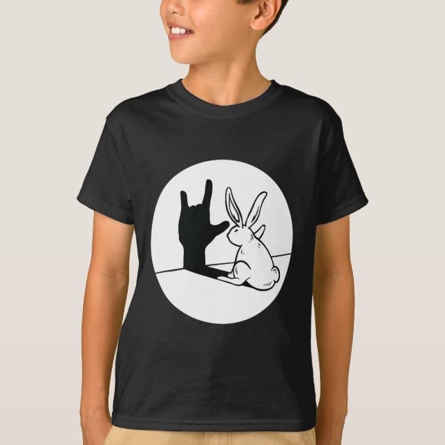 Rabbit Asl Hand Gesture Deaf Hearing Loss Awarenes T-Shirt (Front)