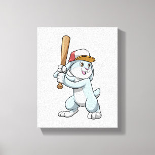 Rabbit at Baseball with Baseball bat Canvas Print
