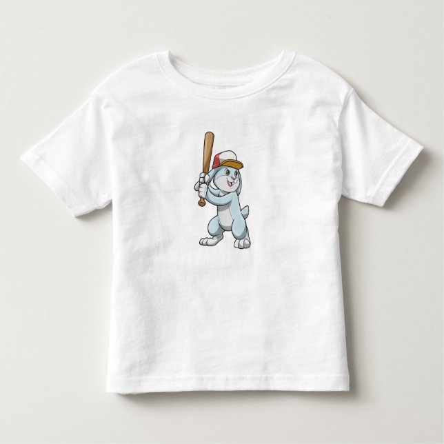 Rabbit at Baseball with Baseball bat Toddler T-Shirt (Front)