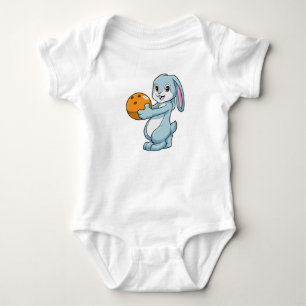 Rabbit at Bowling with Bowling ball Baby Bodysuit