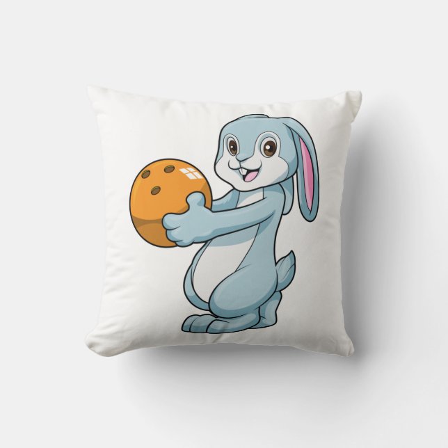 Rabbit at Bowling with Bowling ball Cushion (Front)