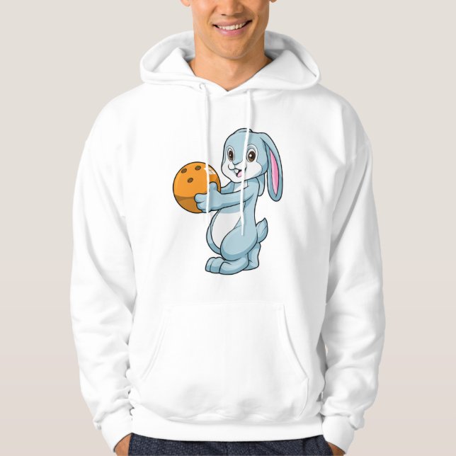 Rabbit at Bowling with Bowling ball Hoodie (Front)