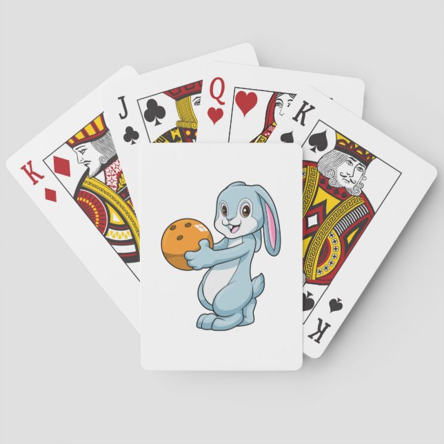Rabbit at Bowling with Bowling ball Playing Cards (Back)