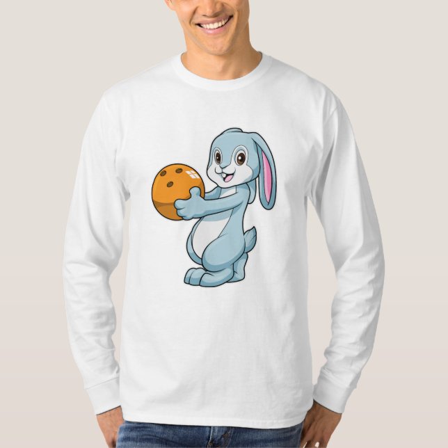 Rabbit at Bowling with Bowling ball T-Shirt (Front)