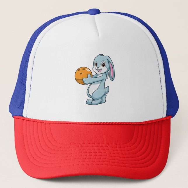 Rabbit at Bowling with Bowling ball Trucker Hat (Front)