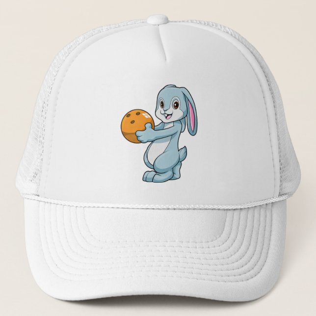Rabbit at Bowling with Bowling ball Trucker Hat (Front)