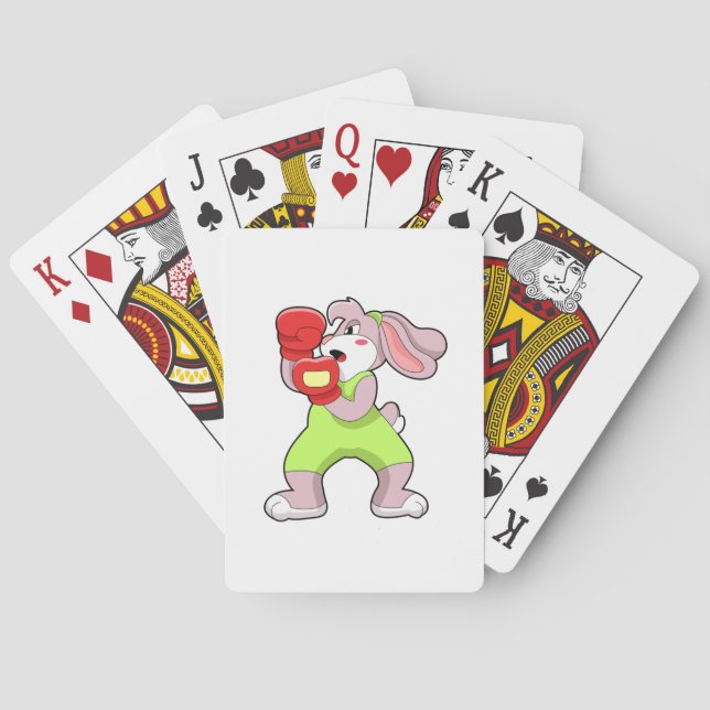 Rabbit at Boxing with Boxing gloves Playing Cards (Back)