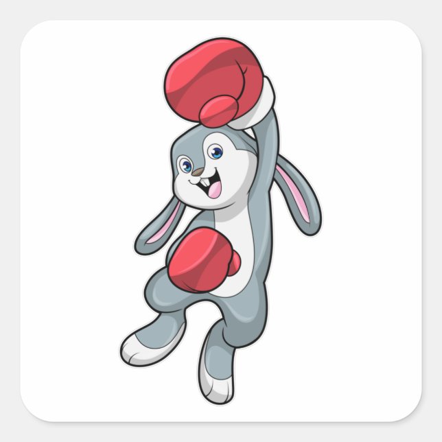 Rabbit at Boxing with Boxing gloves Square Sticker (Front)