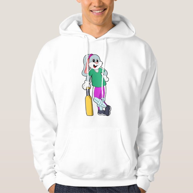 Rabbit at Cricket with Cricket bat Hoodie (Front)