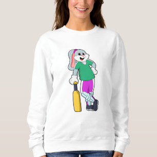 Rabbit at Cricket with Cricket bat Sweatshirt