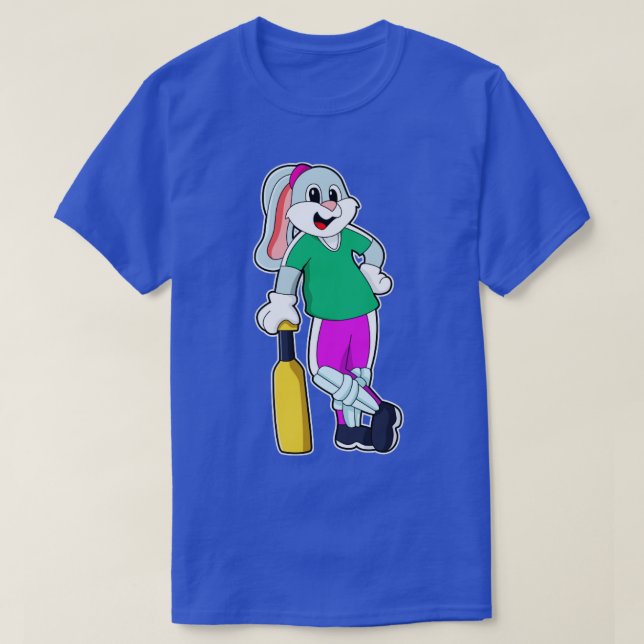Rabbit at Cricket with Cricket bat  T-Shirt (Design Front)