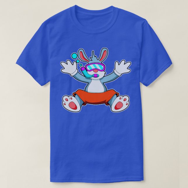 Rabbit at Diving with Swimming goggles Snorkel T-Shirt (Design Front)