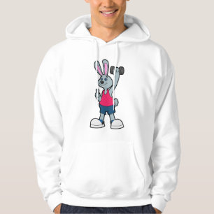 Rabbit at Fitness with Dumbbell Hoodie