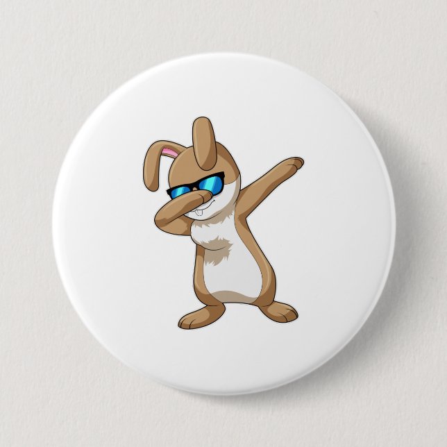 Rabbit at Hip Hop Dance Dab 7.5 Cm Round Badge (Front)