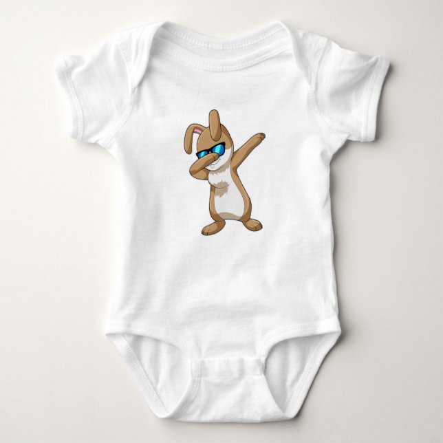 Rabbit at Hip Hop Dance Dab Baby Bodysuit (Front)