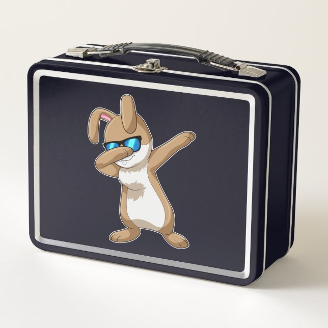 Rabbit at Hip Hop Dance Dab Metal Lunch Box (Front)