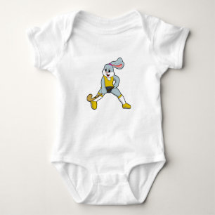 Rabbit at Hockey with Hockey bat Baby Bodysuit