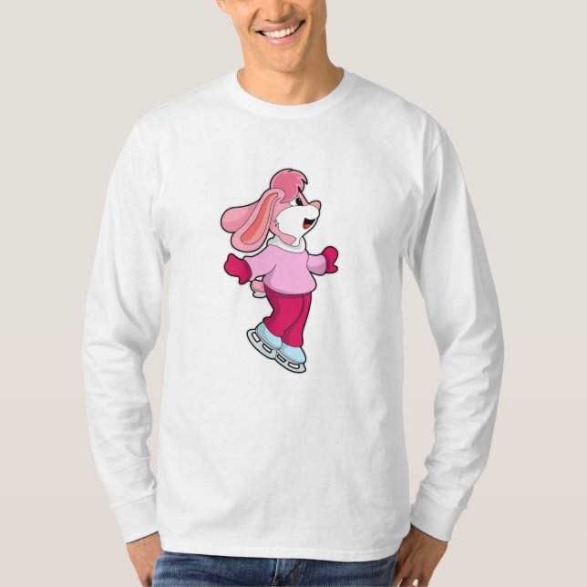 Rabbit at Ice skating with Ice skates T-Shirt (Front)