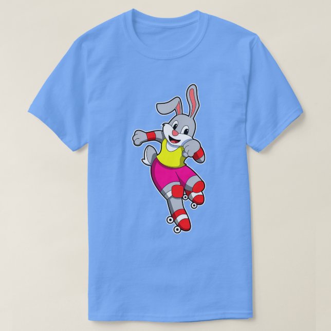 Rabbit at Inline skating with Inline skates Helm T-Shirt (Design Front)