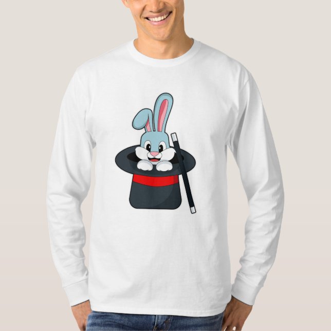 Rabbit at Magic with Wand & Hat T-Shirt (Front)