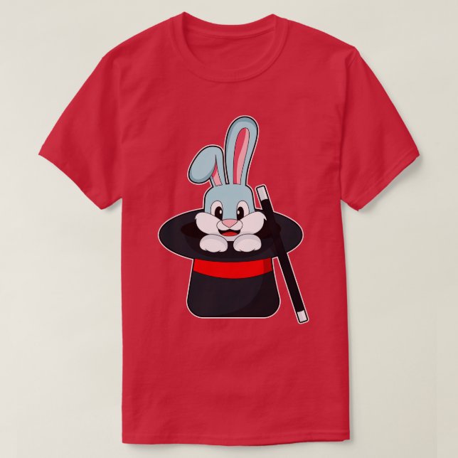 Rabbit at Magic with Wand Hat T-Shirt (Design Front)
