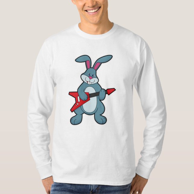 Rabbit at Music with Guitar T-Shirt (Front)