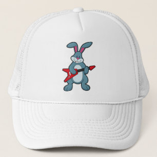 Rabbit at Music with Guitar Trucker Hat