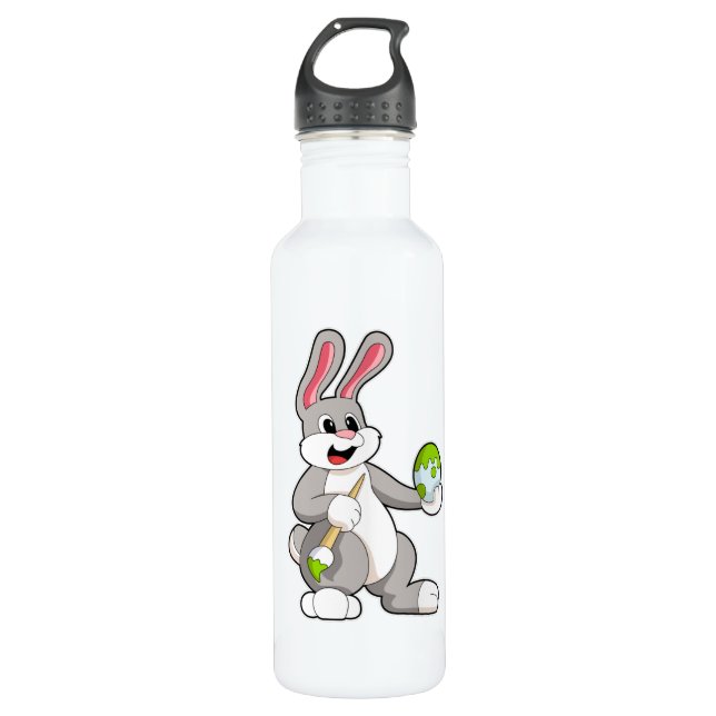 Rabbit at Painting with Egg 710 Ml Water Bottle (Front)