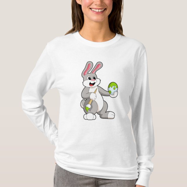 Rabbit at Painting with Egg T-Shirt (Front)