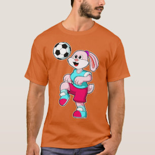 Rabbit at Sports with Soccer T-Shirt