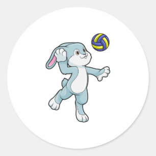 Rabbit at Sports with Volleyball Classic Round Sticker