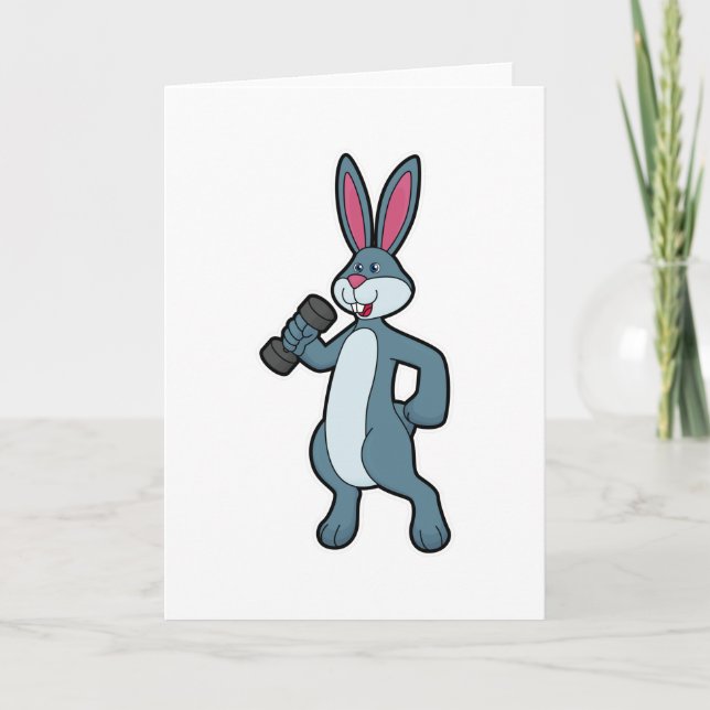 Rabbit at Strength training with Dumbbell Card (Front)