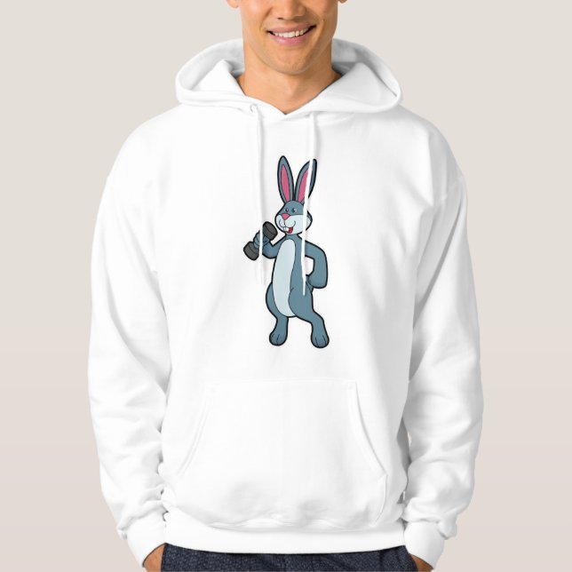 Rabbit at Strength training with Dumbbell Hoodie (Front)