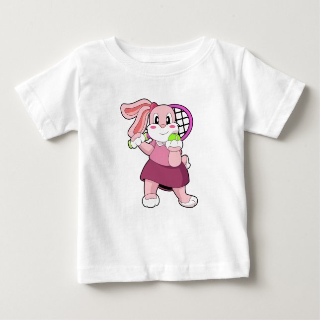 Rabbit at Tennis with Tennis racket Baby T-Shirt (Front)