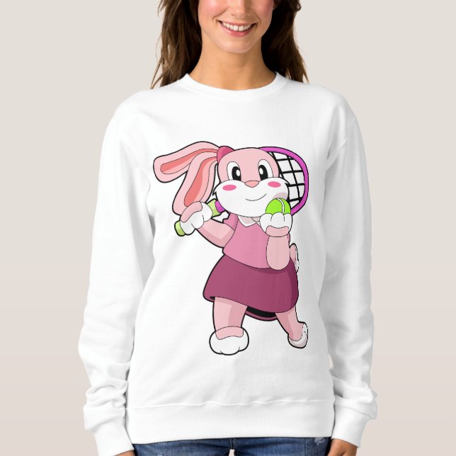 Rabbit at Tennis with Tennis racket Sweatshirt (Front)