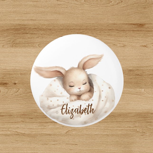 Rabbit baby girl beige cute nursery ceramic knob (Creator Uploaded)
