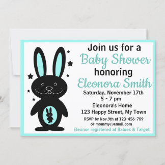 Rabbit baby shower invitations