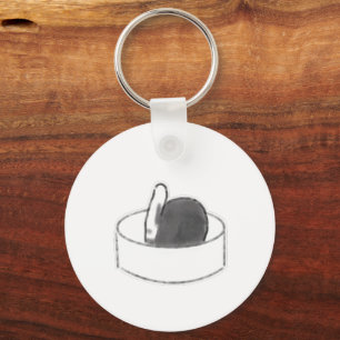 Rabbit Back View In Bowl Pencil Drawing Key Ring