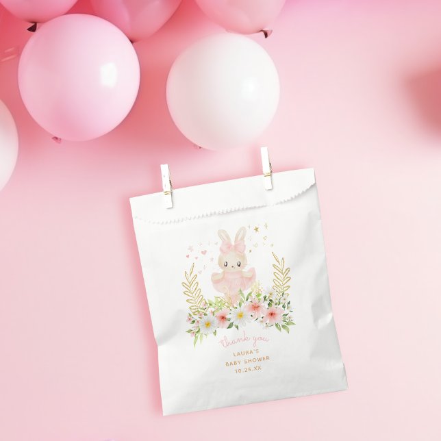 Rabbit Ballerina Bunny Girl Baby Shower Thank You Favour Bags (Watercolor Ballerina Rabbit Baby Shower Thank Your Favor Bag)